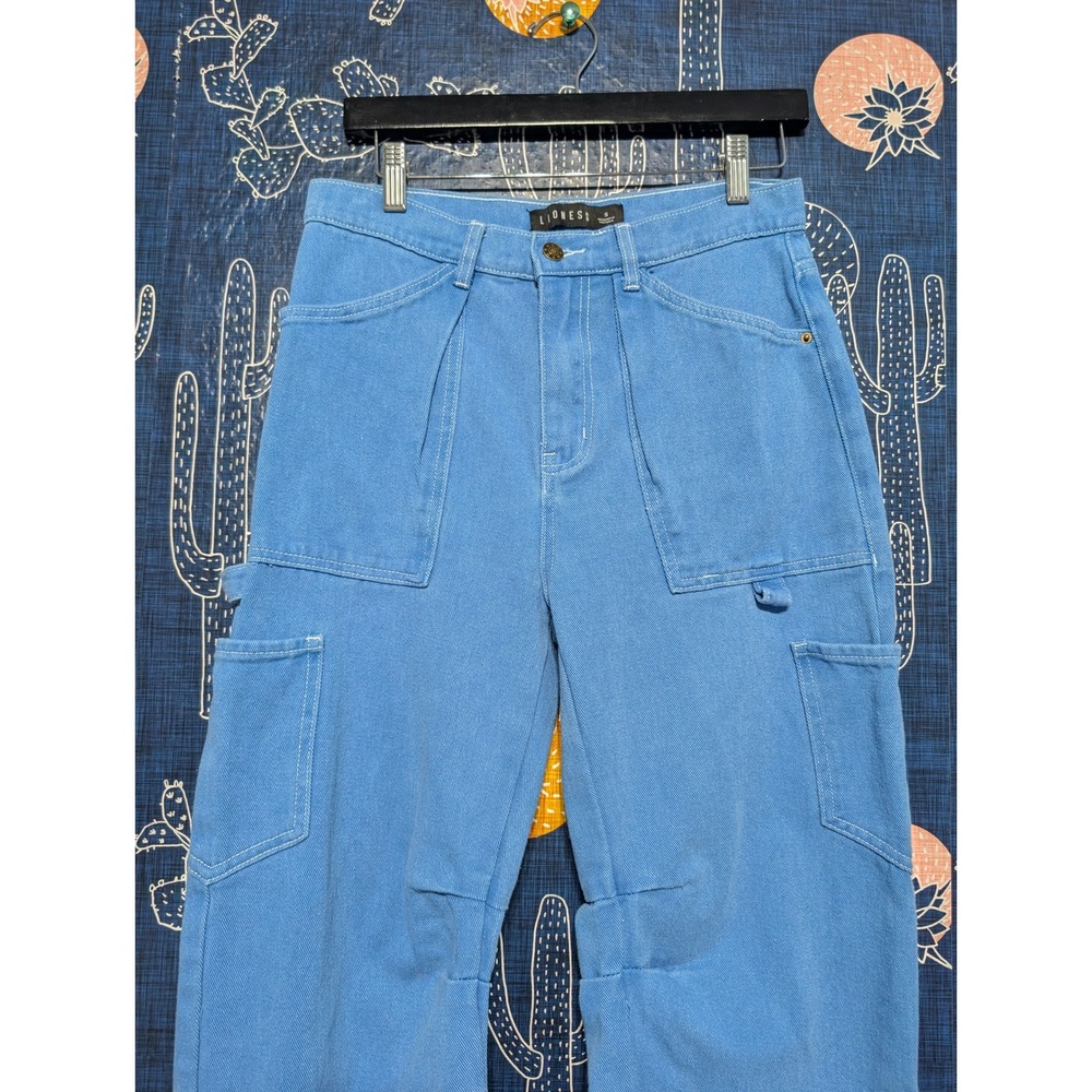 Lioness Cotton Denim High Rise Wide Leg Miami Vice Pants Blue Women's Size S - Picture 6 of 15